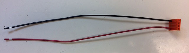 Photo of crimped UL1007-18 AWG hookup wire assembly.