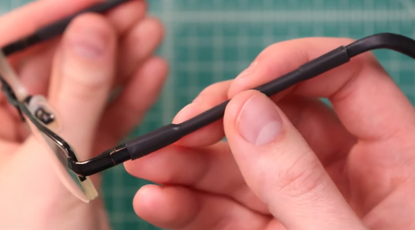 Heat shrink tubing over eye glasses