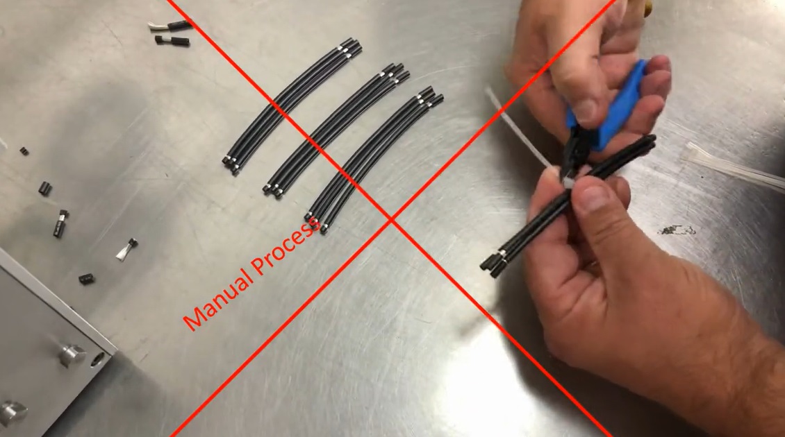 manually cut excess tie wrap from hook up wire